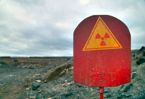 A danger sign for radiation. 