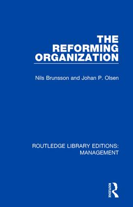 Front page of the book 'The Reforming Organization' by Johan P. Olsen. Blue colour and white typing.