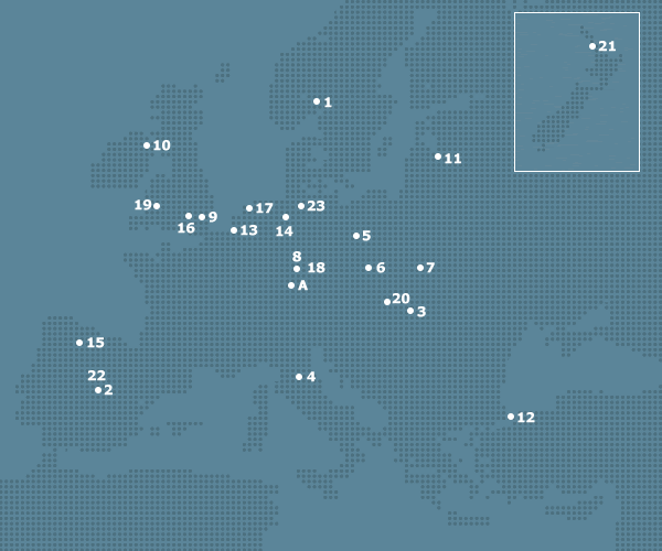 Map of Europe with numbers