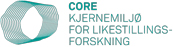 The logo for CORE, including the text "kjernemiljø for likestillingsforskning"