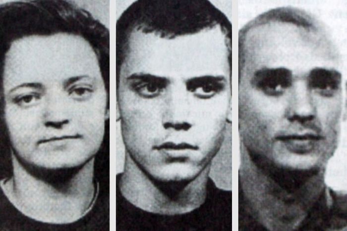 three black and white mug shots
