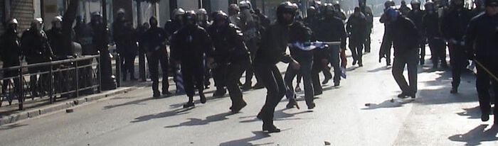 police and demonstrators