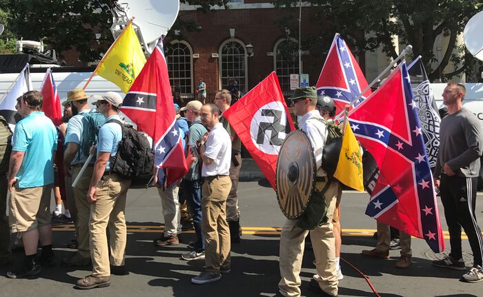 far right activitists in a demonstration with flags