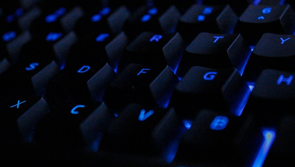 Keyboard with blue backlight