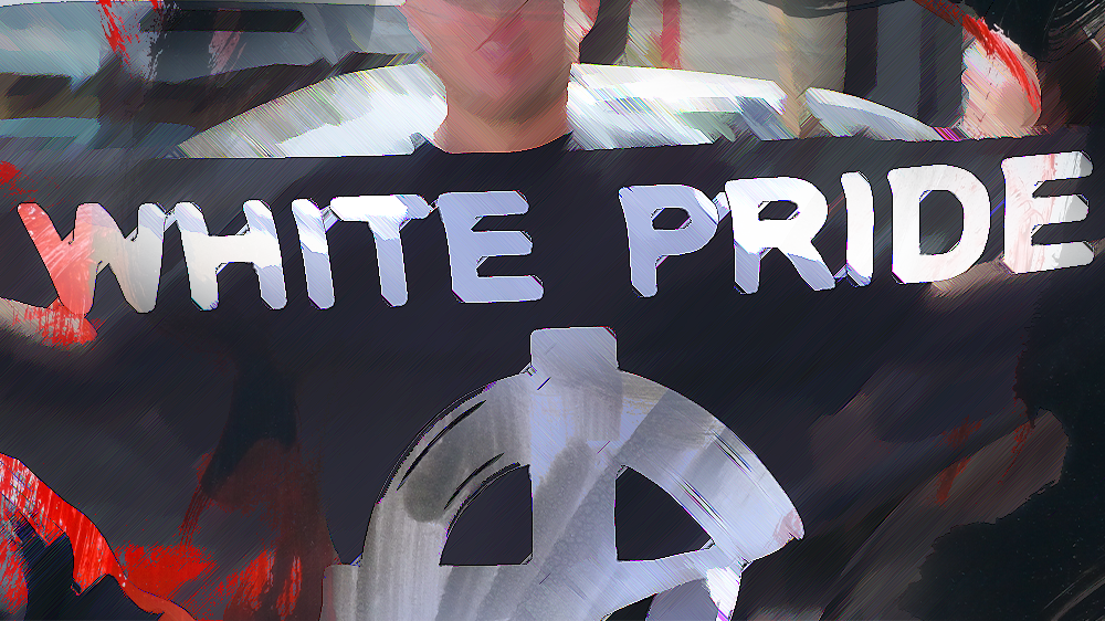 Person som holder "white pride" flagg