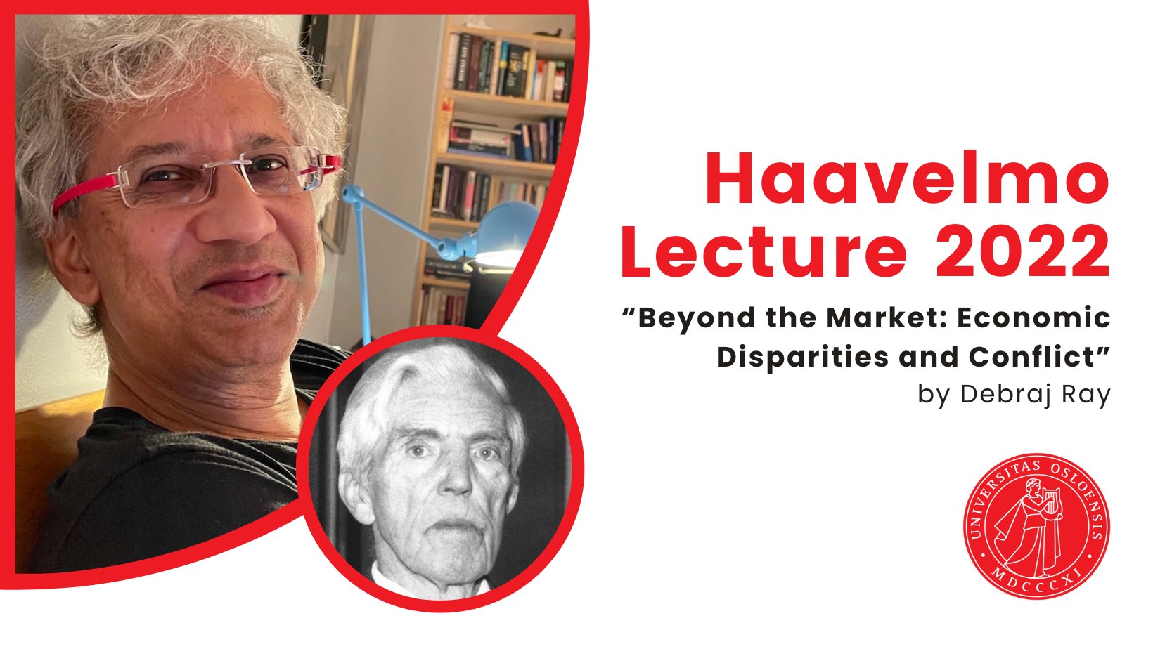 A cover photo with photos of Debraj Ray and Trygve Haavelmo.