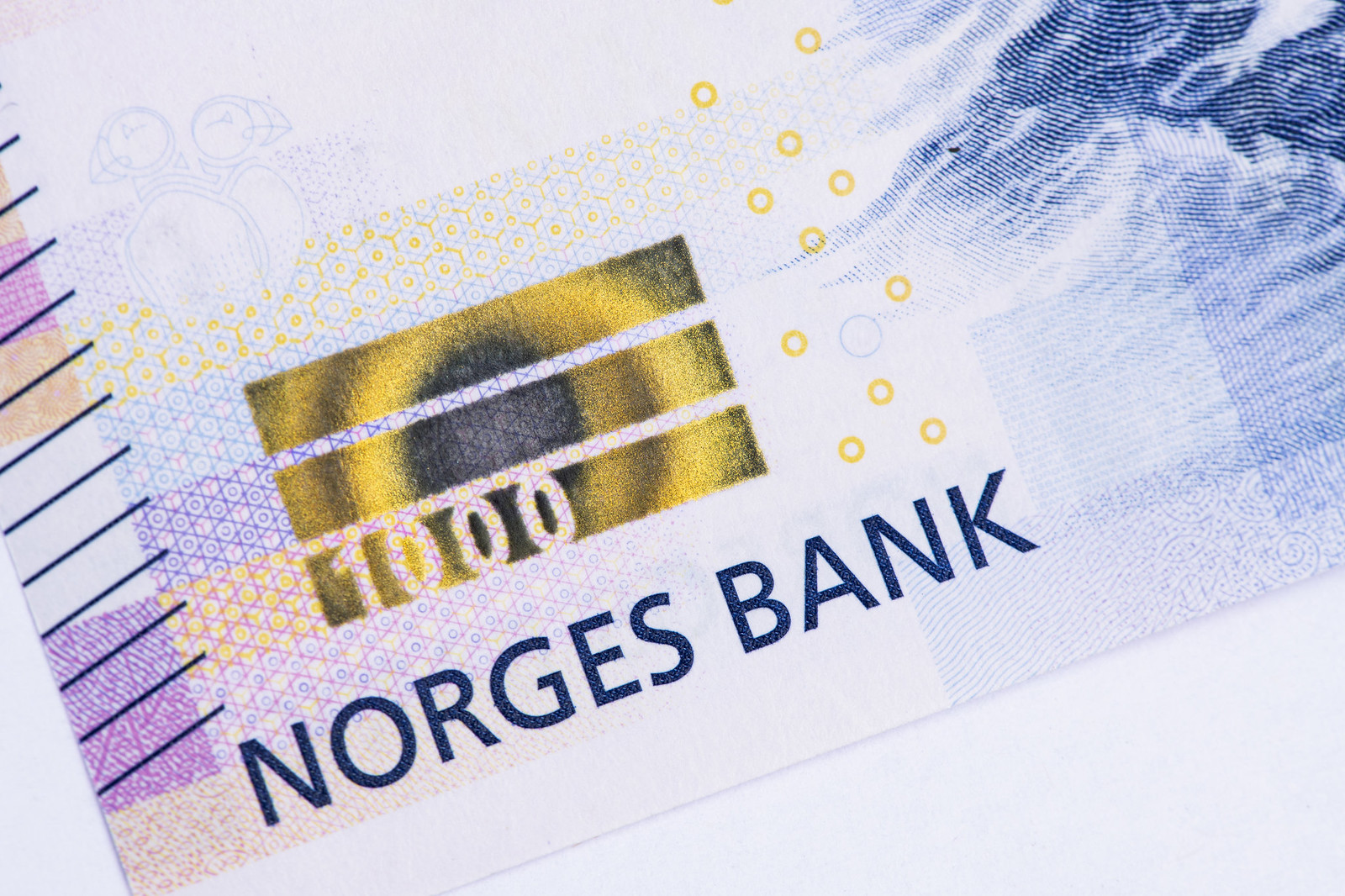 Foto av 1000-kroneseddel. I høyre hjørnet står det skrevet "Norges Bank"