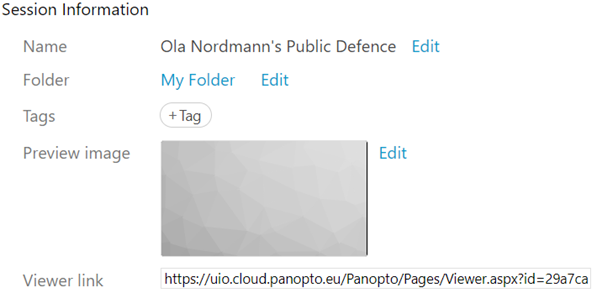 Viewer link in a Panopto webcast