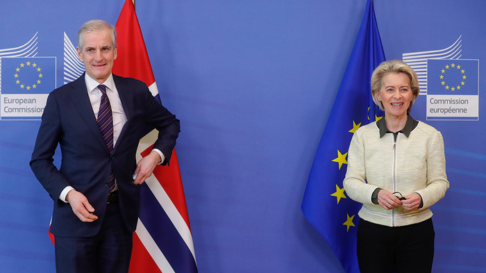 onas Gahr Støre på besøk i Brussel hos EU-president Ursula von der Leyen i 2022.
