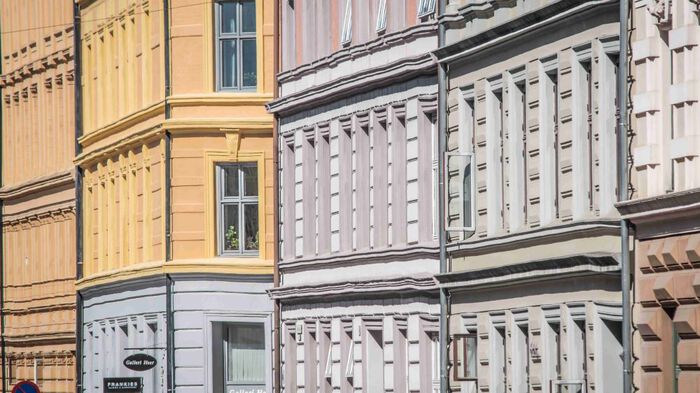 Facades of apartment buildings in Oslo.