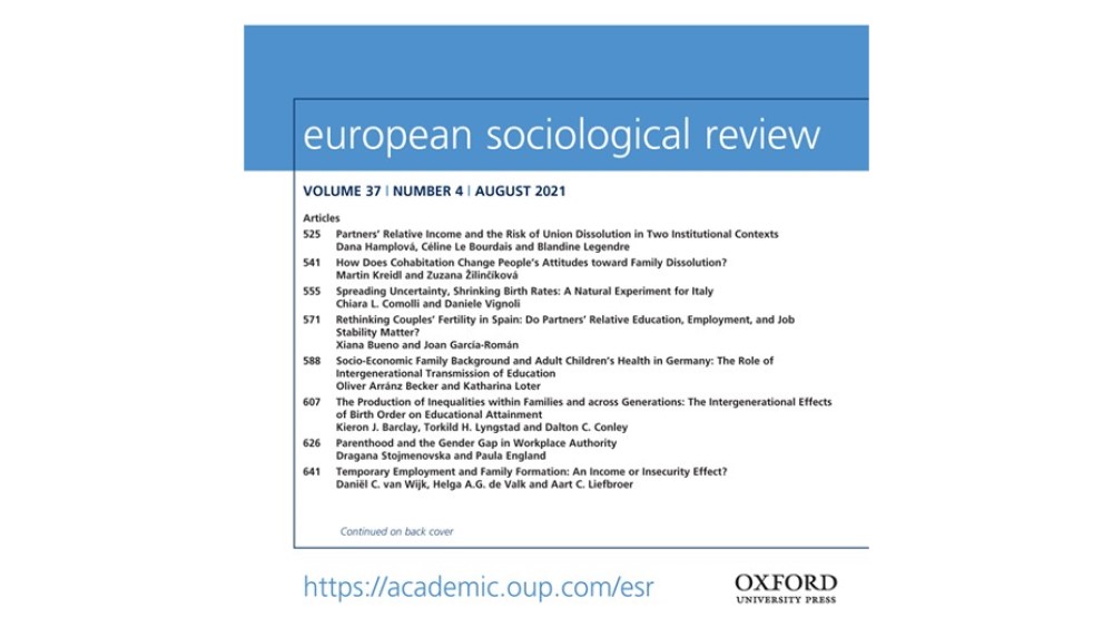 Front page of European sociological review, volume 37, number 4