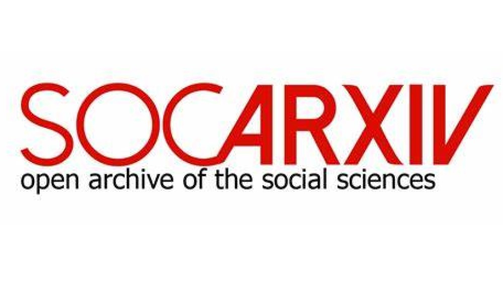 Red Socarxiv logo on white bacground