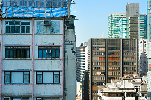 cityscape, old versus new. Kowloon Island