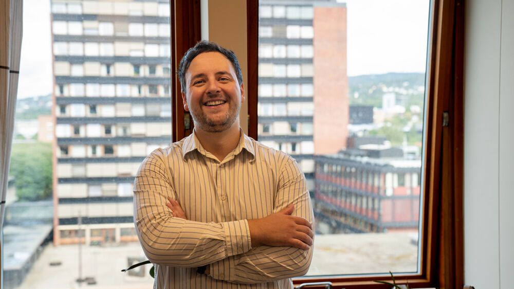 Jacob Nyrup in his office at The department of political science