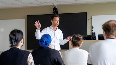 Lecturer in front of students