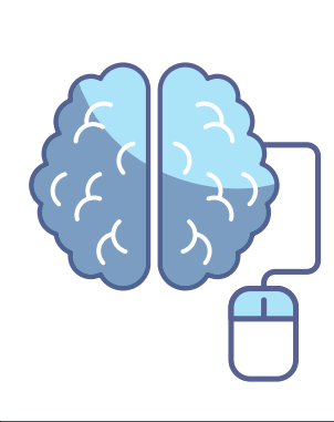 illustration of a brain and a cursor