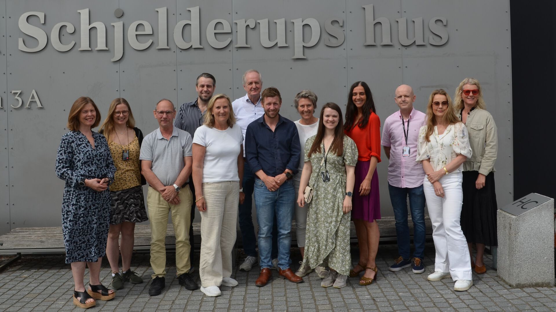 Group photo of DRIVE members, taken outside Harald Schjelderups Hus