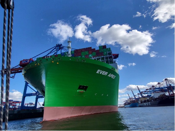 A massive vessel docked